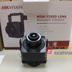 Hikvision 1MP IP camera with fixed lens for surveillance.