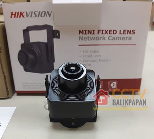 Hikvision 1MP IP camera with fixed lens for surveillance.