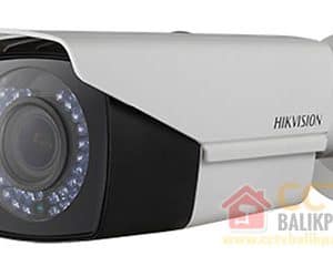 Outdoor 2MP Hikvision CCTV camera with night vision and weatherproof design.