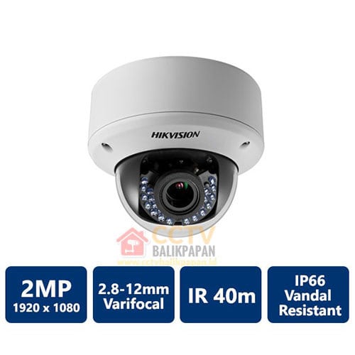 High-resolution outdoor CCTV camera with 2MP, IR night vision up to 40m, vandal-resistant IP66, vari.
