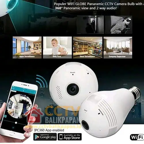HD Wifi Panorama CCTV Lampu / Bohlam 1.3MP untuk pengawasan rumah dan bisnis.