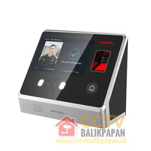 Hikvision DS-K1T605E access control device with facial recognition and fingerprint scanner.