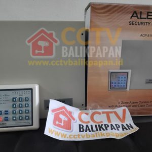 Security alarm system for 8 zones with keypad and data communication.