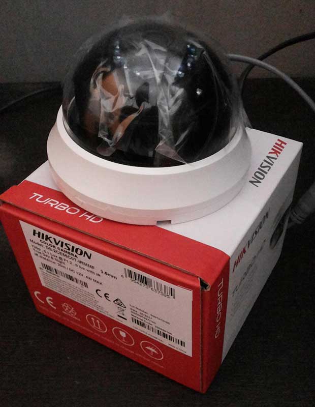 Hikvision indoor CCTV camera model DS-2CE56C0T-IRMMF for security monitoring.