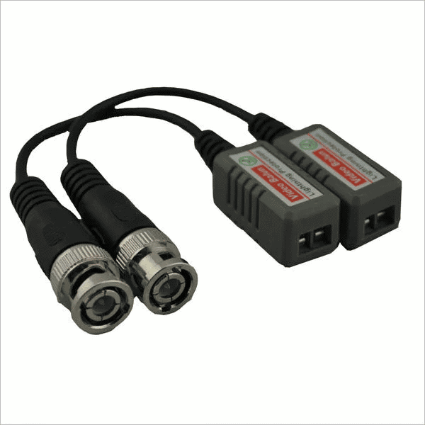 Video balun for CCTV camera signal transmission and conversion.