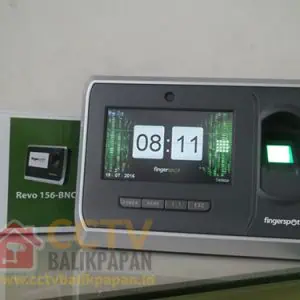 Fingerprint access control device with digital display and fingerprint scanner.