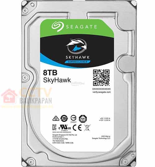 Seagate SkyHawk 8TB hard drive designed for CCTV and security camera storage.