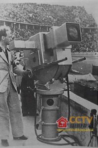 Vintage black and white image of an old CCTV camera used for surveillance.