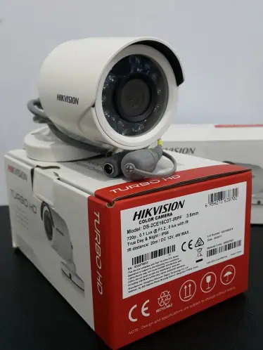 Outdoor CCTV Hikvision 1MP security camera for surveillance.