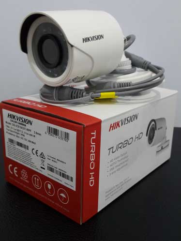 Hikvision outdoor security camera 1MP model DS-2CE16C0T-IRPF for surveillance.