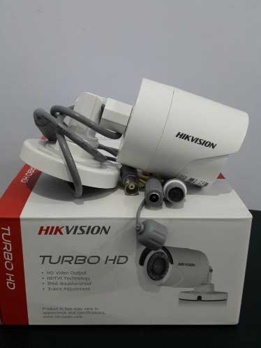 HIKVISION outdoor CCTV camera 1MP model DS-2CE16C0T-IRPF for security surveillance.