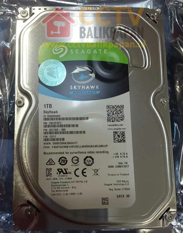 Seagate Skyhawk 1TB CCTV hard drive for reliable surveillance storage.
