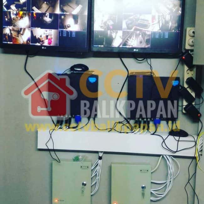CCTV surveillance setup with multiple cameras and monitors in Balikpapan.