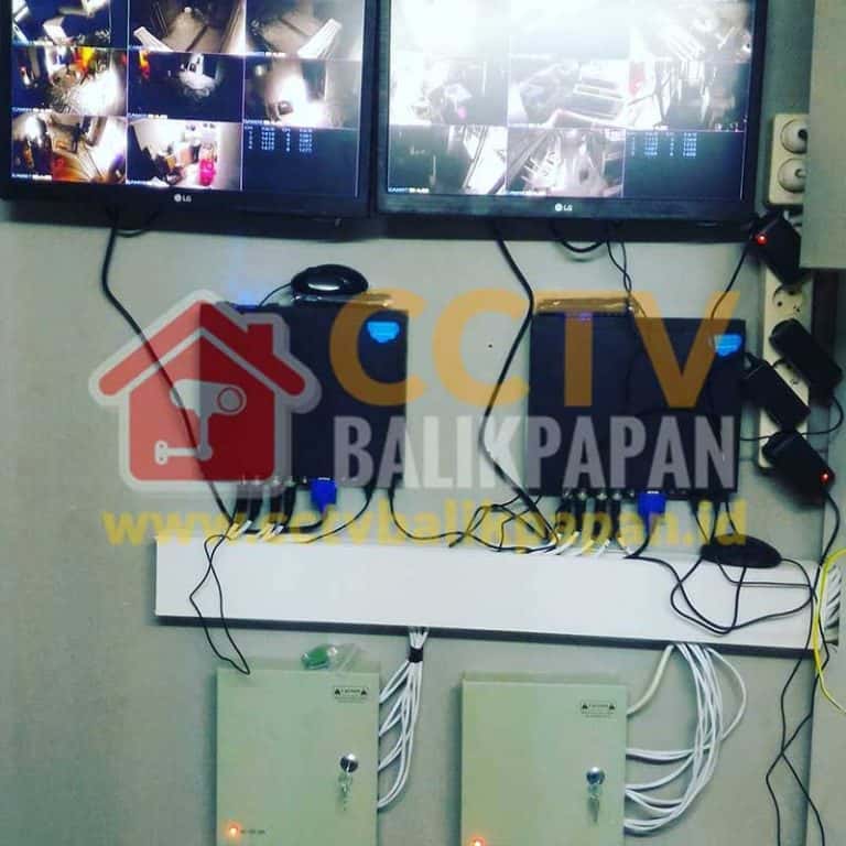 CCTV surveillance setup with multiple cameras and monitors in Balikpapan.