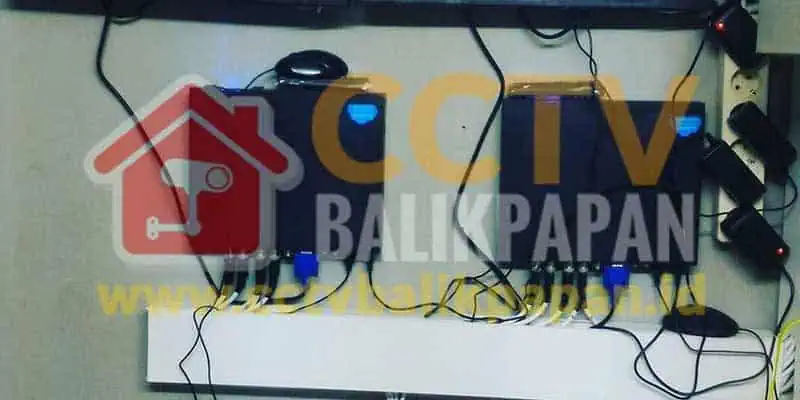 CCTV surveillance setup with multiple cameras and monitors in Balikpapan.