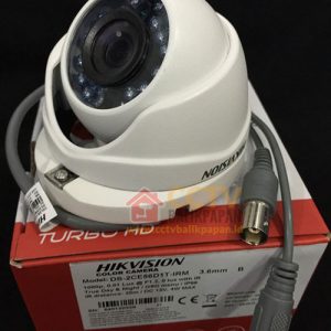 Outdoor 2MP Hikvision CCTV camera with night vision and IR LEDs.