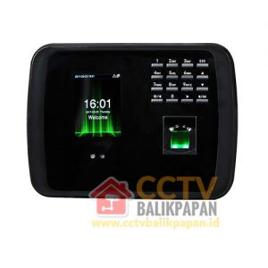 Access control device with fingerprint scanner and keypad for security.