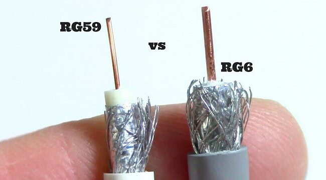 Comparison of RG59 and RG6 coaxial cables for CCTV wiring.