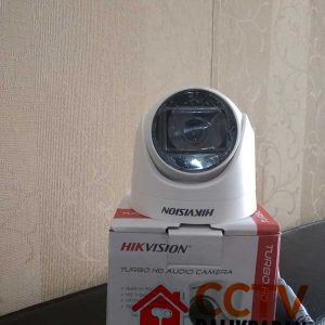 High-quality Hikvision 5MP CCTV camera with built-in microphone for clear surveillance.