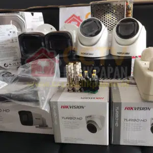 High-resolution Hikvision CCTV camera set for security.